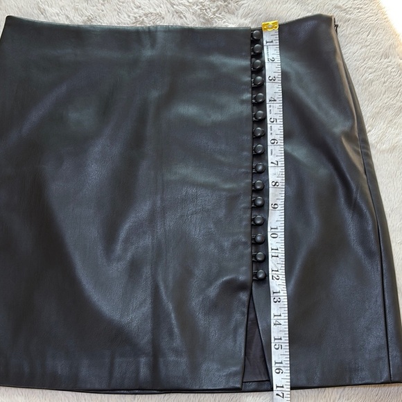River Island Charcoal Faux Leather Mini Skirt with Button Accents - Picture 5 of 8